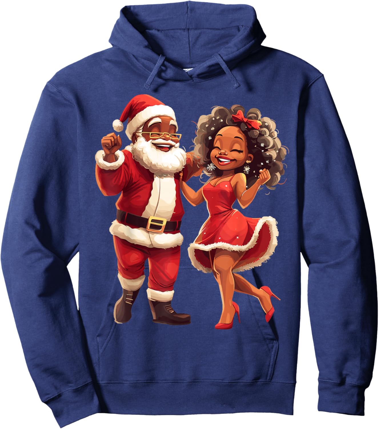 African Santa Mrs Claus Dancing African American Christmas Hoodie - Hoodie | Navy