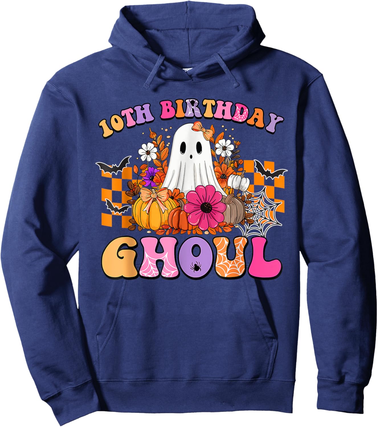 Halloween Ghoul 10 Year Old 10th Birthday Spooky Ghost Hoodie - Hoodie | Navy