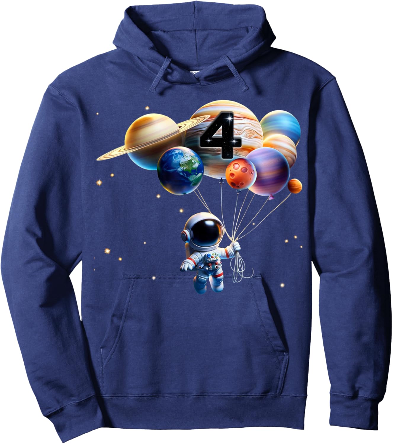 4 Years Old Birthday Boy Gifts Astronaut Planet 4th Four Hoodie - Hoodie | Navy