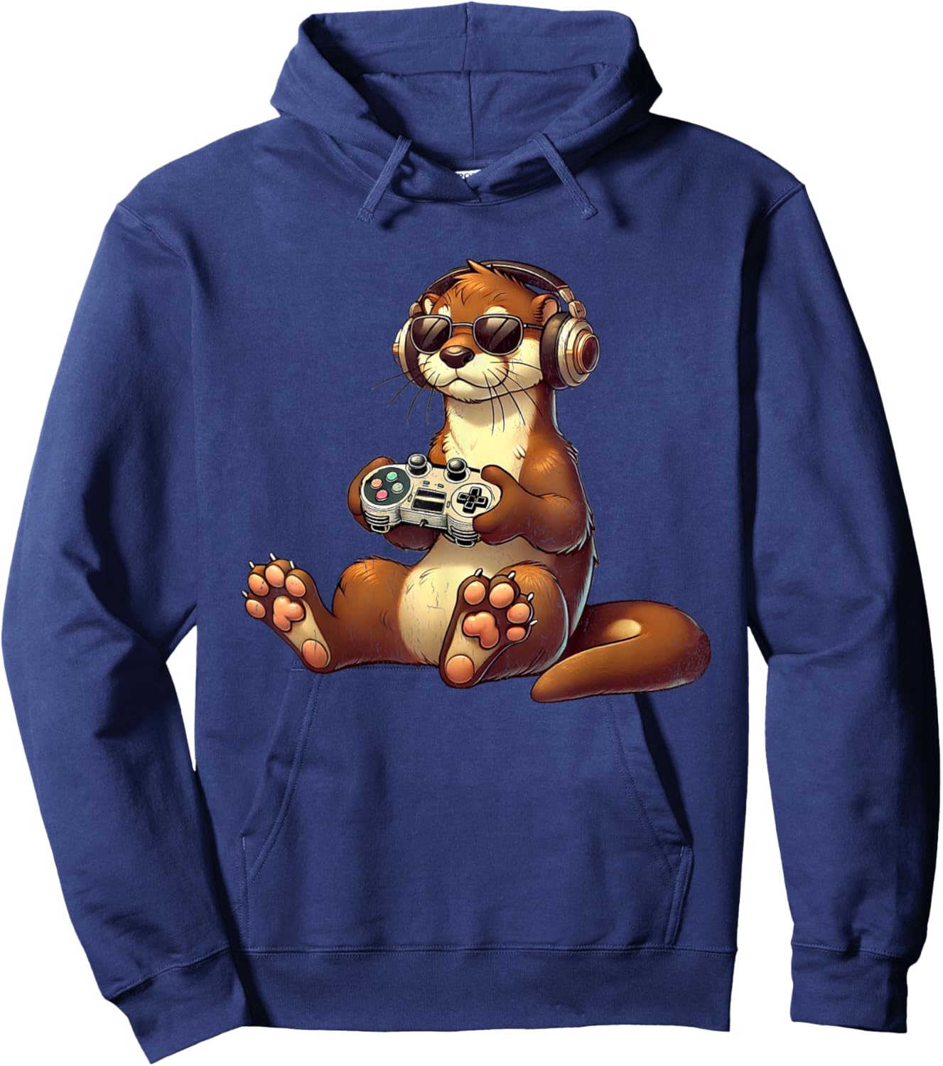 Retro Gamer Funny Video Games Otter Funny Retro Otter Gaming Hoodie - Hoodie | Navy