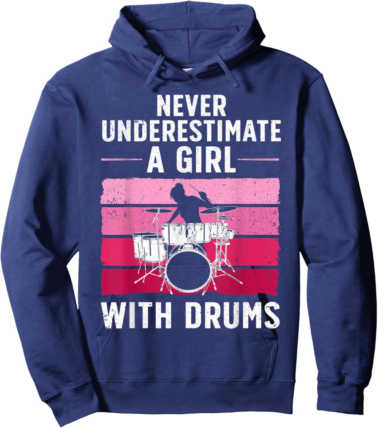 Funny Drummer Art For Girls Women Drumming Drum Set Drummer Hoodie - Hoodie | Navy