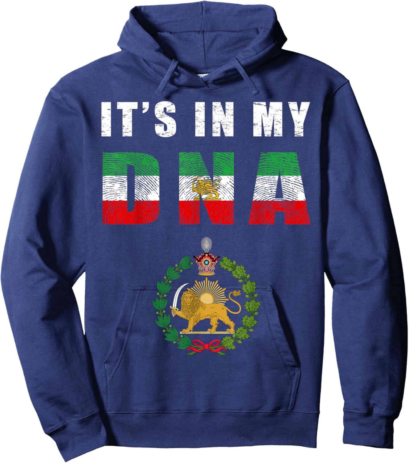Lion Sun Flag of Iran, Iran, Persian, Shir o Khorshid Hoodie - Hoodie | Navy