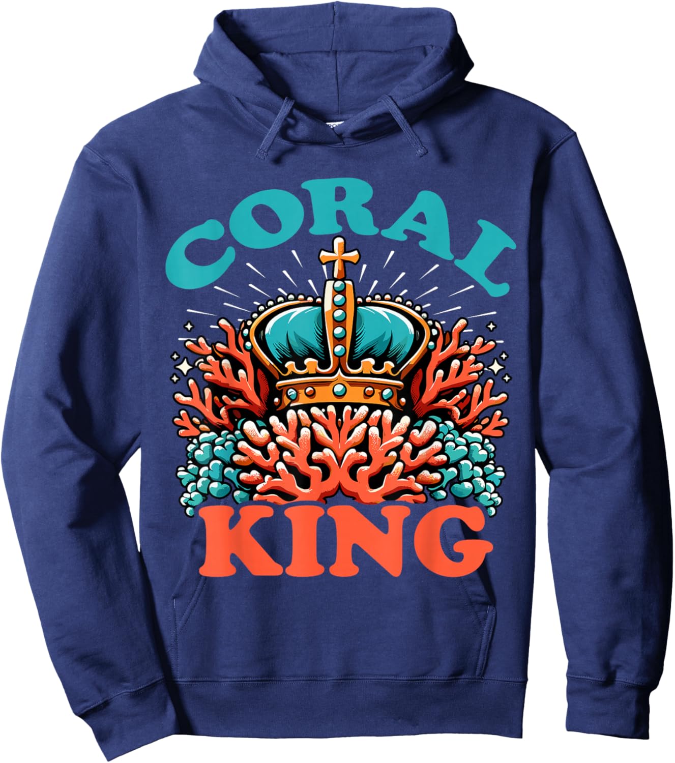 Coral King Crown Marine Life Ocean Enthusiast Hoodie - Hoodie | Navy