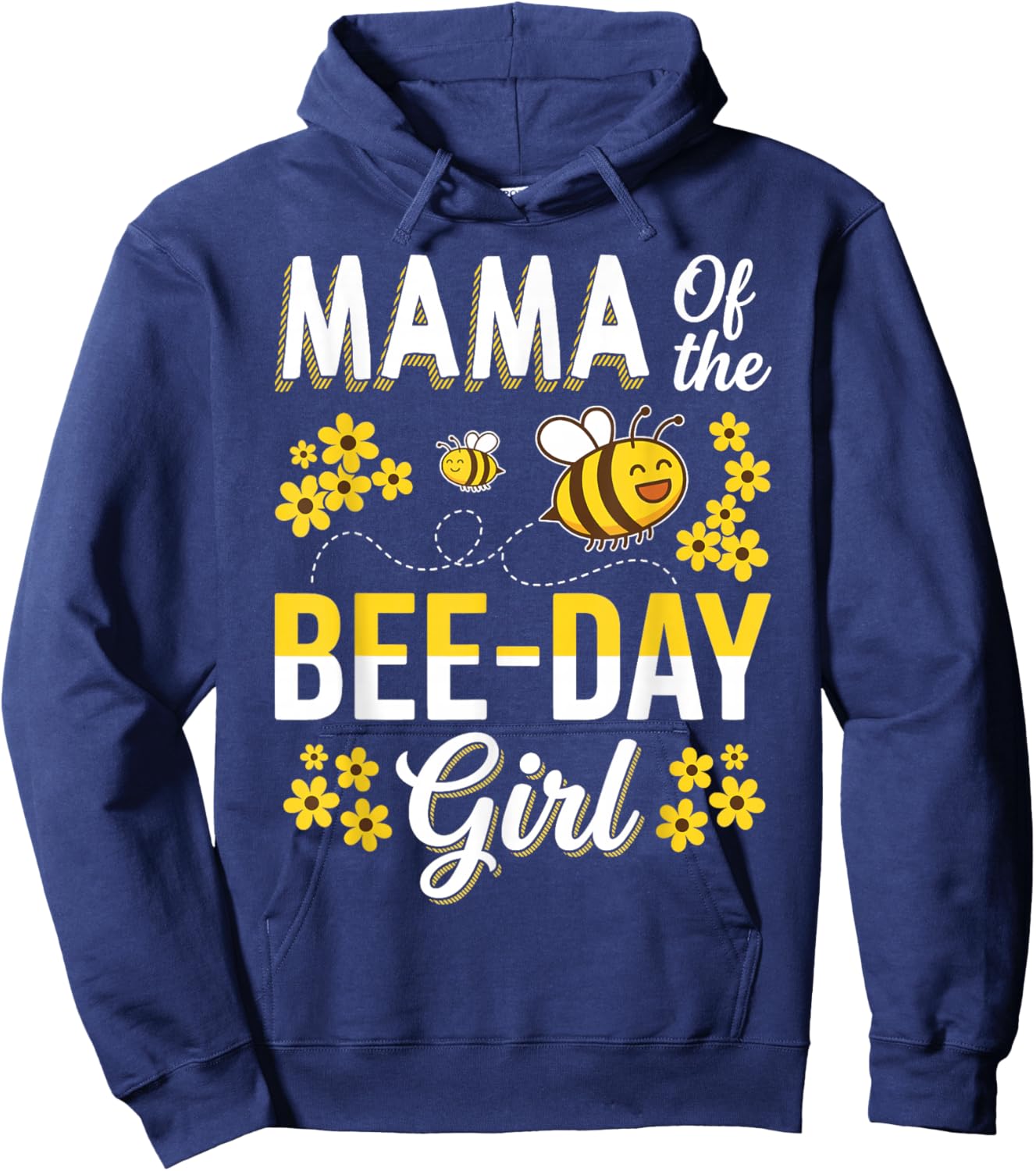 Mama of The Bee-Day Girl Mom Matching Birthday Party Hoodie - Hoodie | Navy