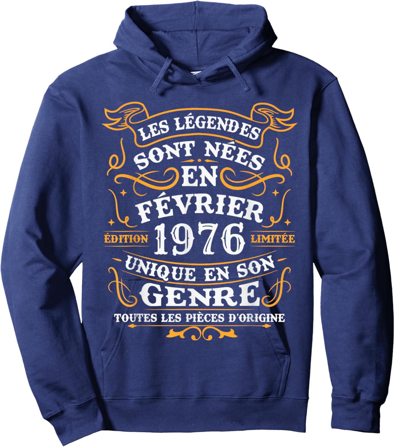 Vintage Birthday Gift 50 Years Born in February 1976 Hoodie - Hoodie | Navy