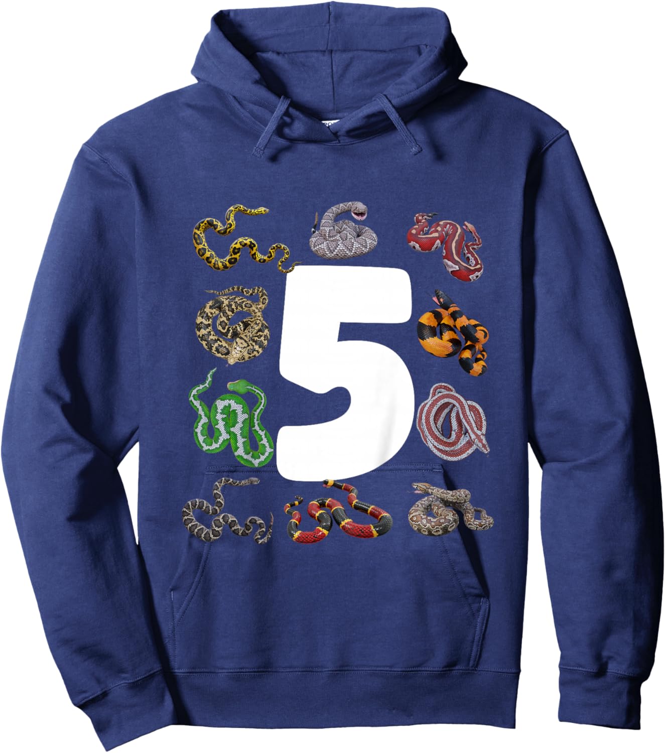 5th Snake Birthday Party Five Year Old Snake Lover Birthday Hoodie - Hoodie | Navy