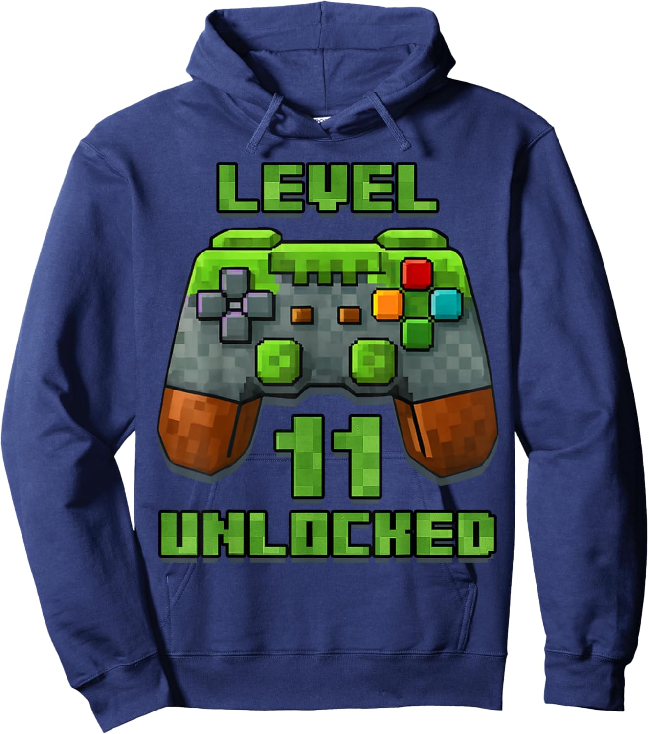 11th Birthday 11 Years Old Birthday Boy Gamer Pixel Number Hoodie - Hoodie | Navy