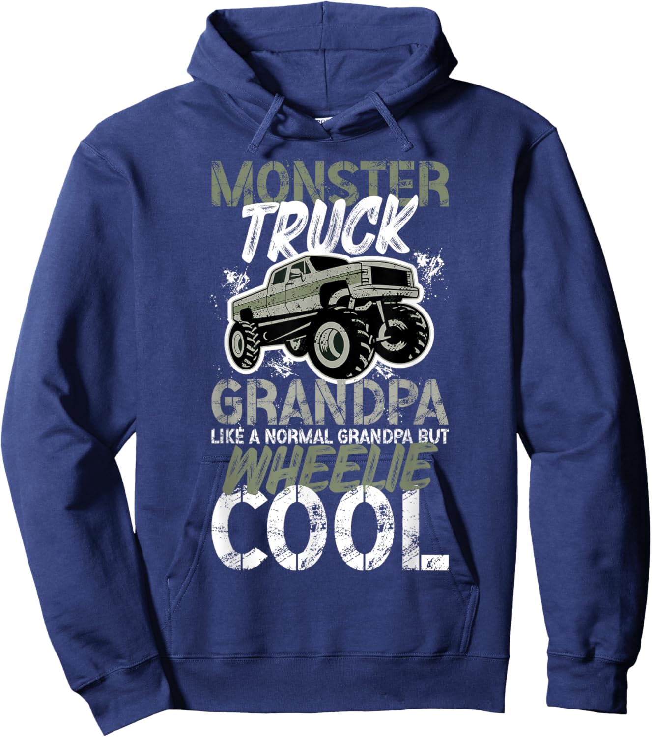 Monster Truck Grandpa Wheelie Cool Monster Truck Grandfather Hoodie - Hoodie | Navy