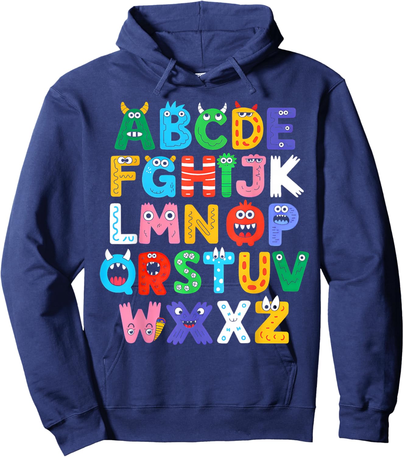 Monster ABC Cute Alphabet Halloween Teacher Costume Kids Hoodie - Hoodie | Navy