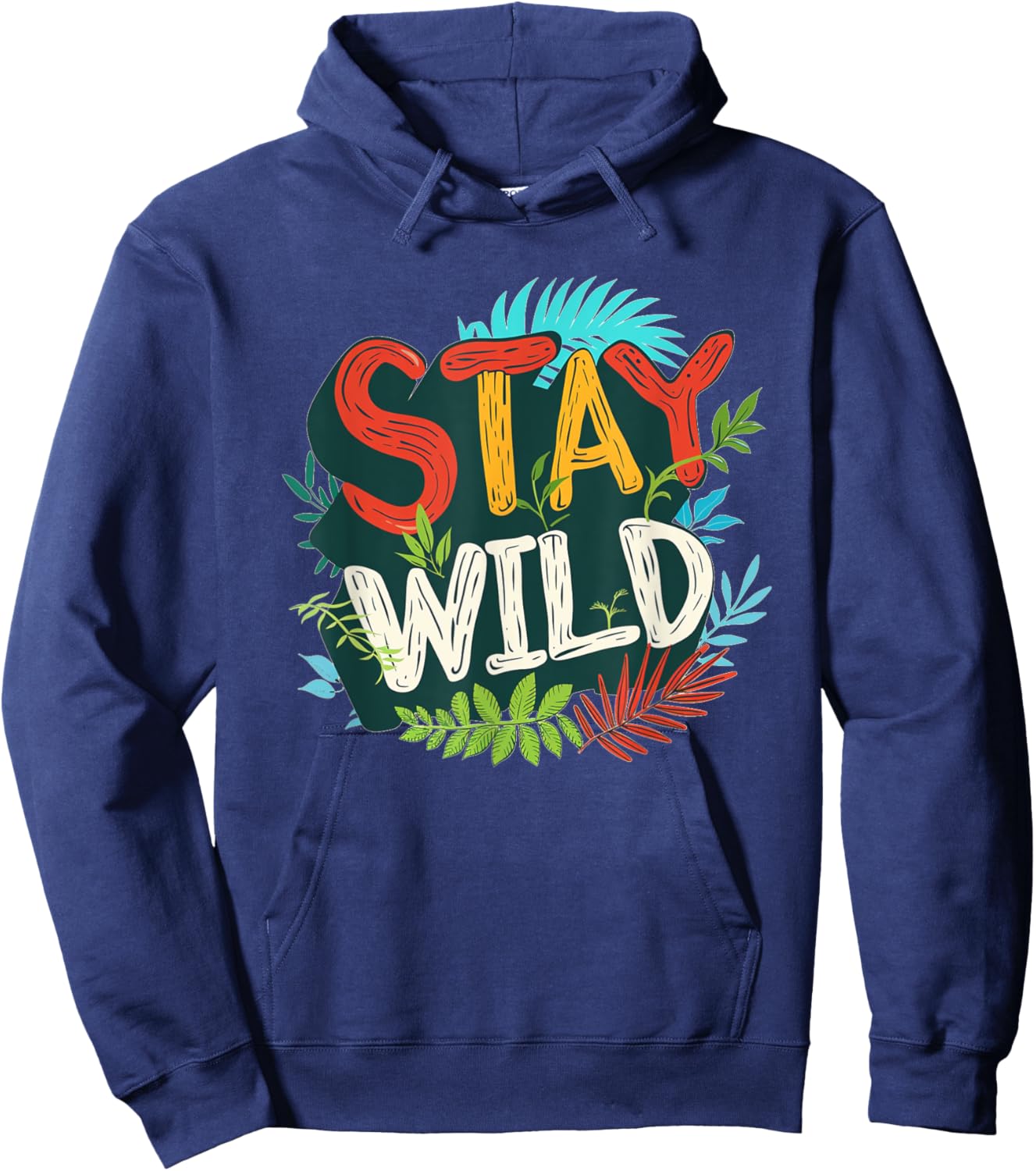 Multicolor Stay Wild Emblem Hoodie - Hoodie | Navy