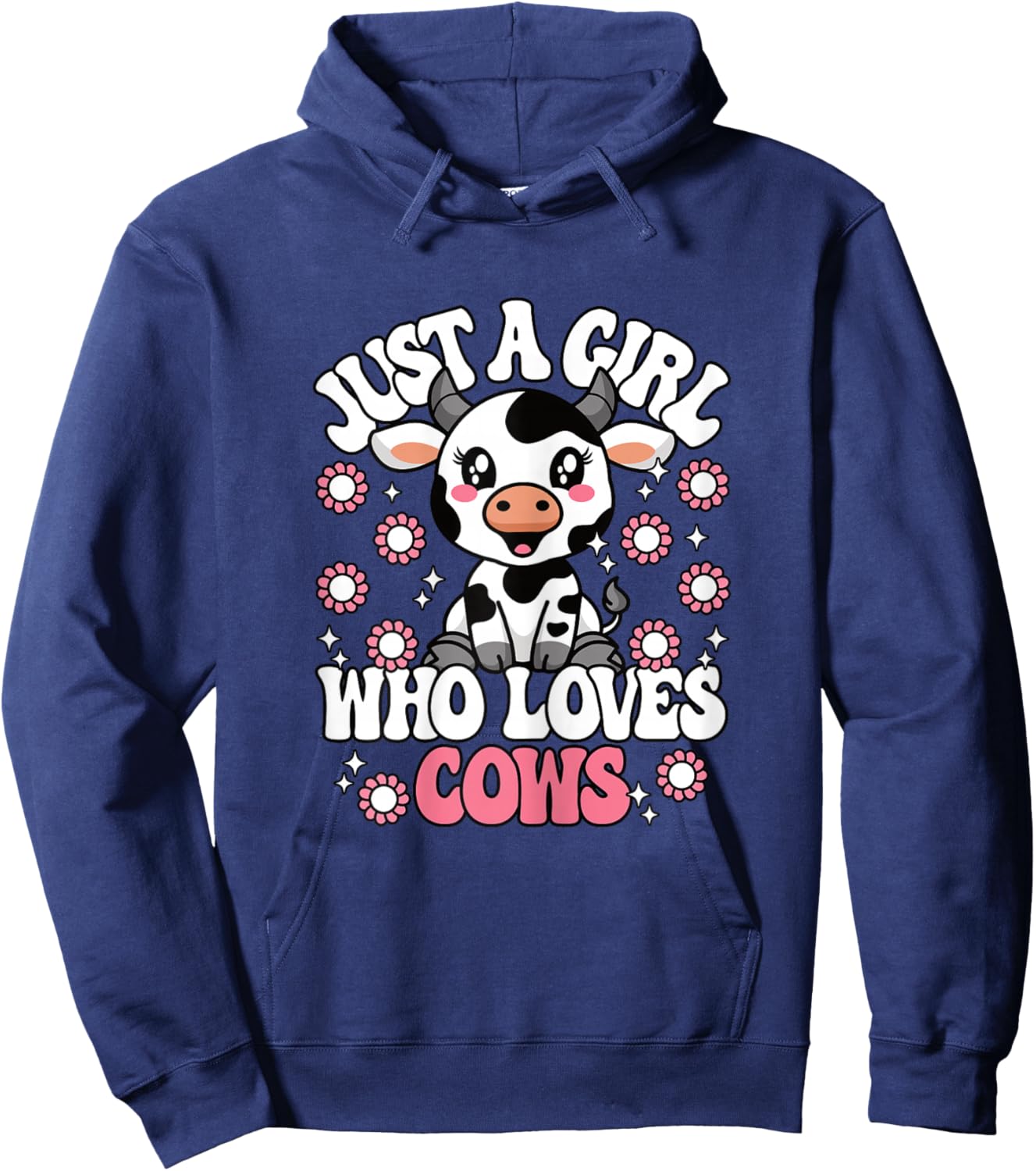 Just A Girl Who Loves Cows Cute Cow Lover Girls Kids Hoodie - Hoodie | Navy