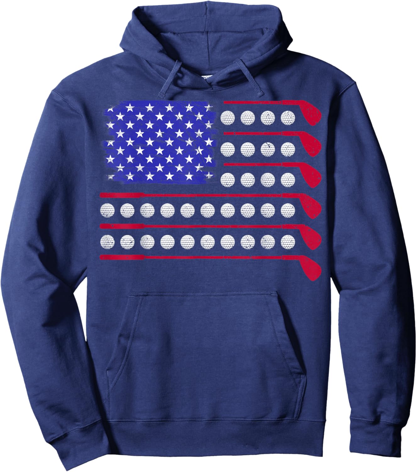 Golf American Flag 4th of July Patriotic Golfer Golf Coach Hoodie - Hoodie | Navy