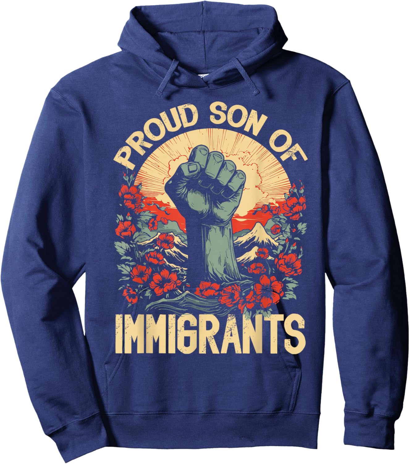 Proud Son of Immigrants Diversity Heritage Gift Hoodie - Hoodie | Navy