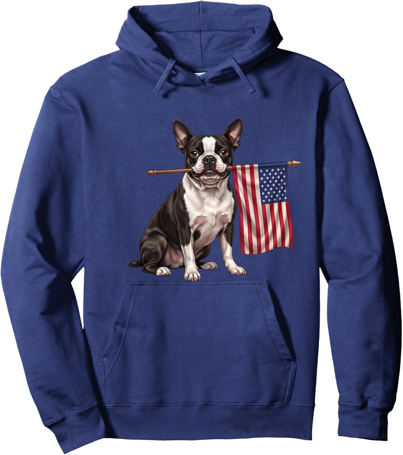 Retro Boston Terrier American Flag Patriotic Dog 4th of July Hoodie - Hoodie | Navy