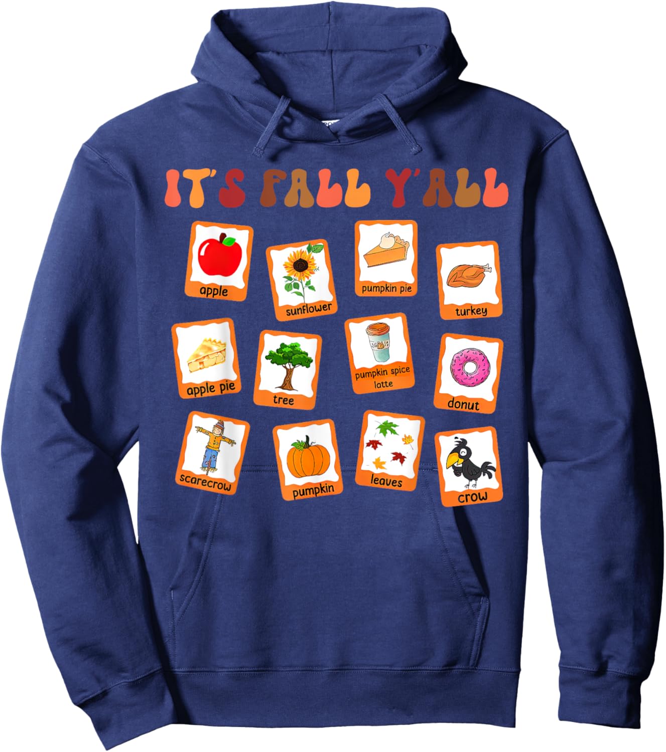 Retro It's Fall Y'all Special Education Teacher Fall Autumn Women Hoodie - Hoodie | Navy