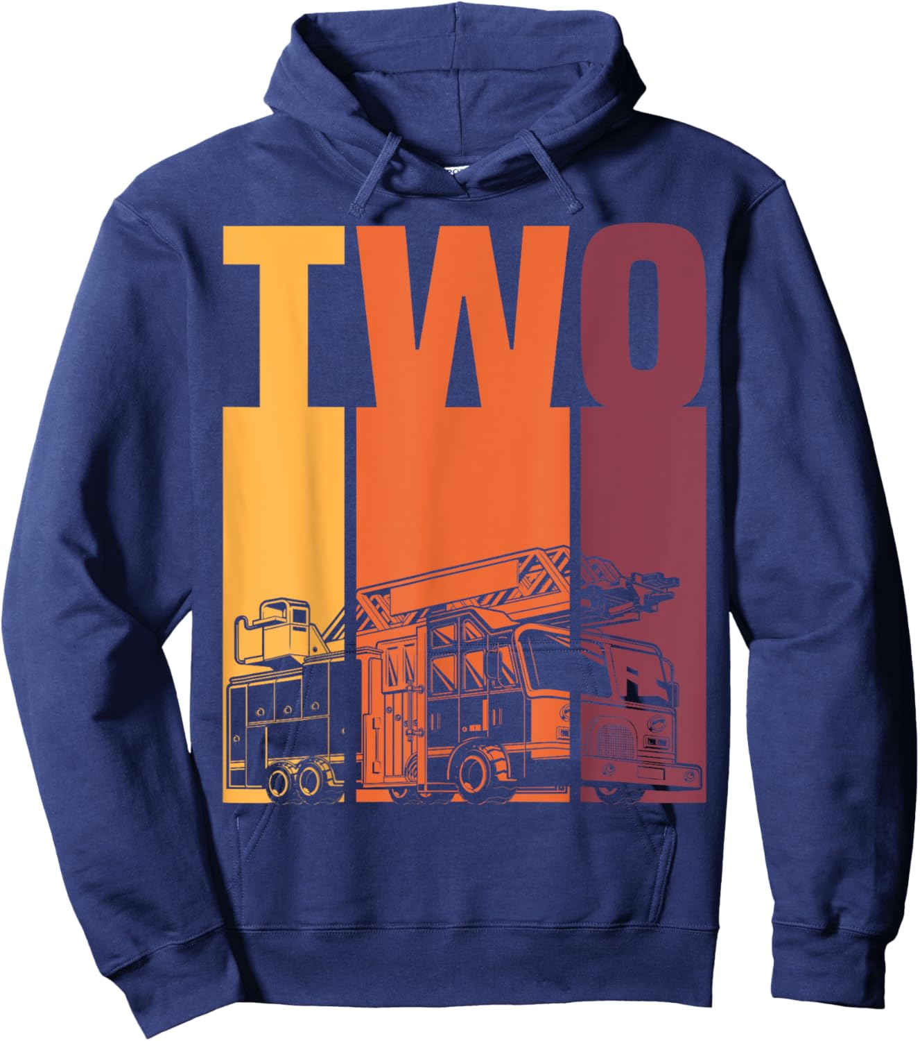 2 Year Old Firefighter Kids Fire Truck 2nd Birthday Boy Hoodie - Hoodie | Navy