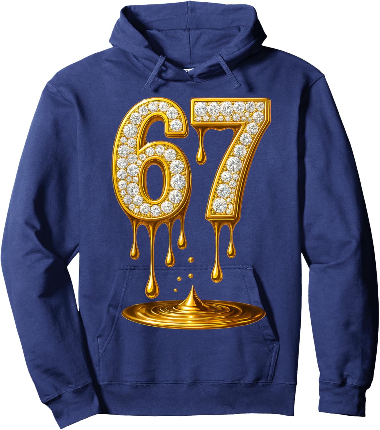 6 7 Gold Drip Hoodie - Hoodie | Navy