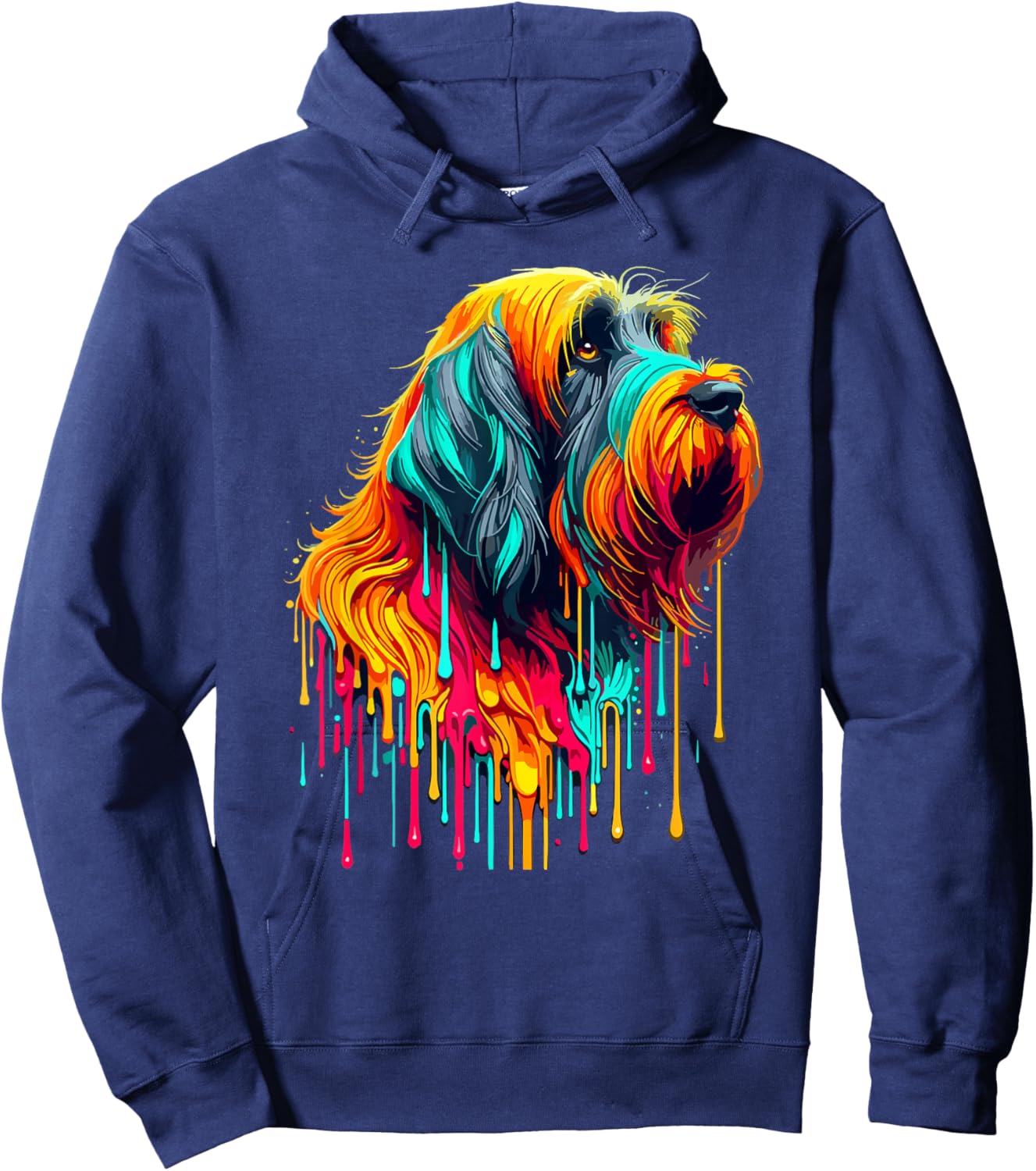Dripping Paint Art Wirehaired Pointing Griffon Hoodie - Hoodie | Navy