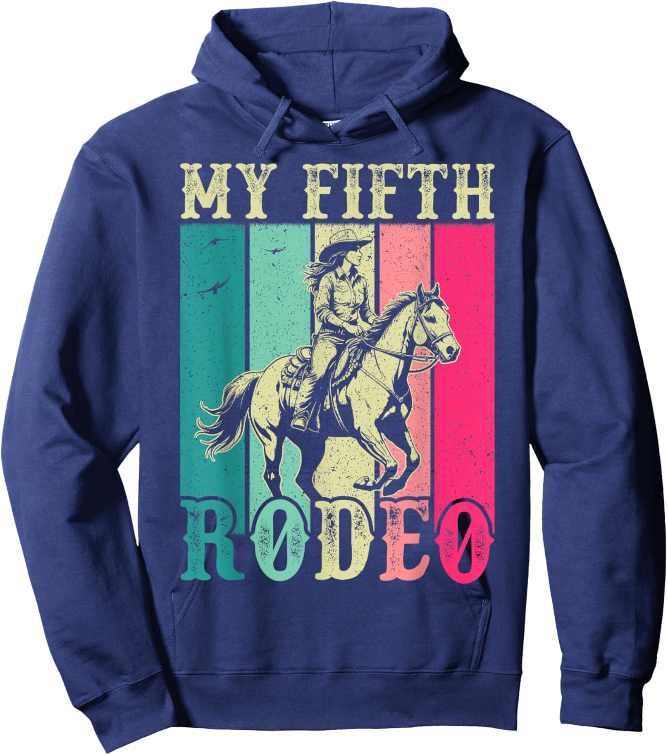 My Fifth Rodeo 5 Year Old Girl Cowgirl 5th Birthday Horse Hoodie - Hoodie | Navy