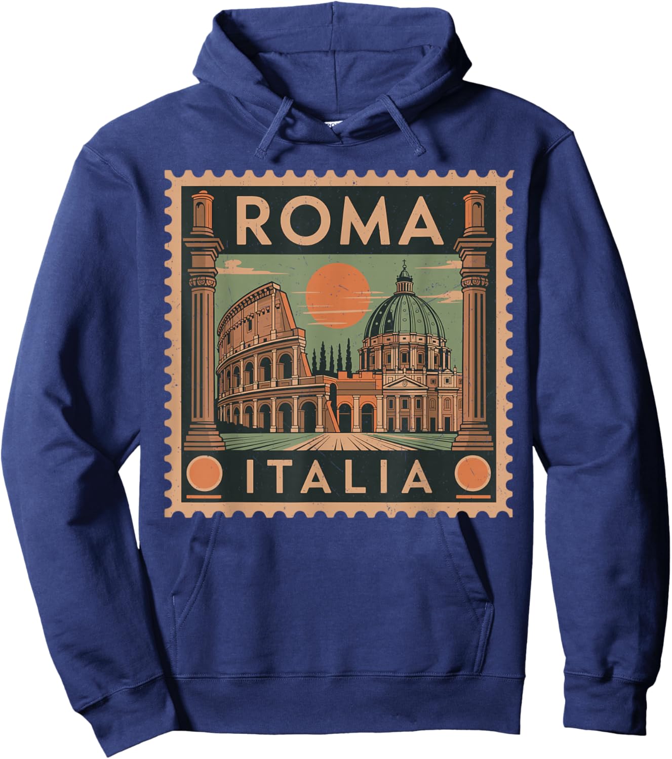 Retro Rome Italy Colosseum Souvenir Italian Heritage Hoodie - Hoodie | Navy