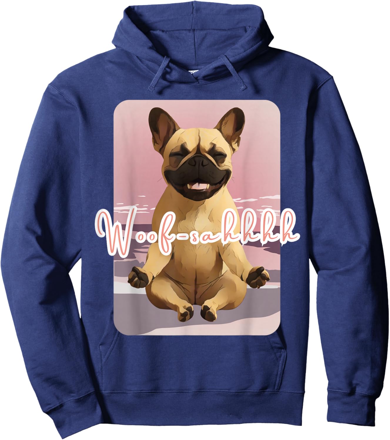 French Bulldog Woosah Calm Dog Art Hoodie - Hoodie | Navy