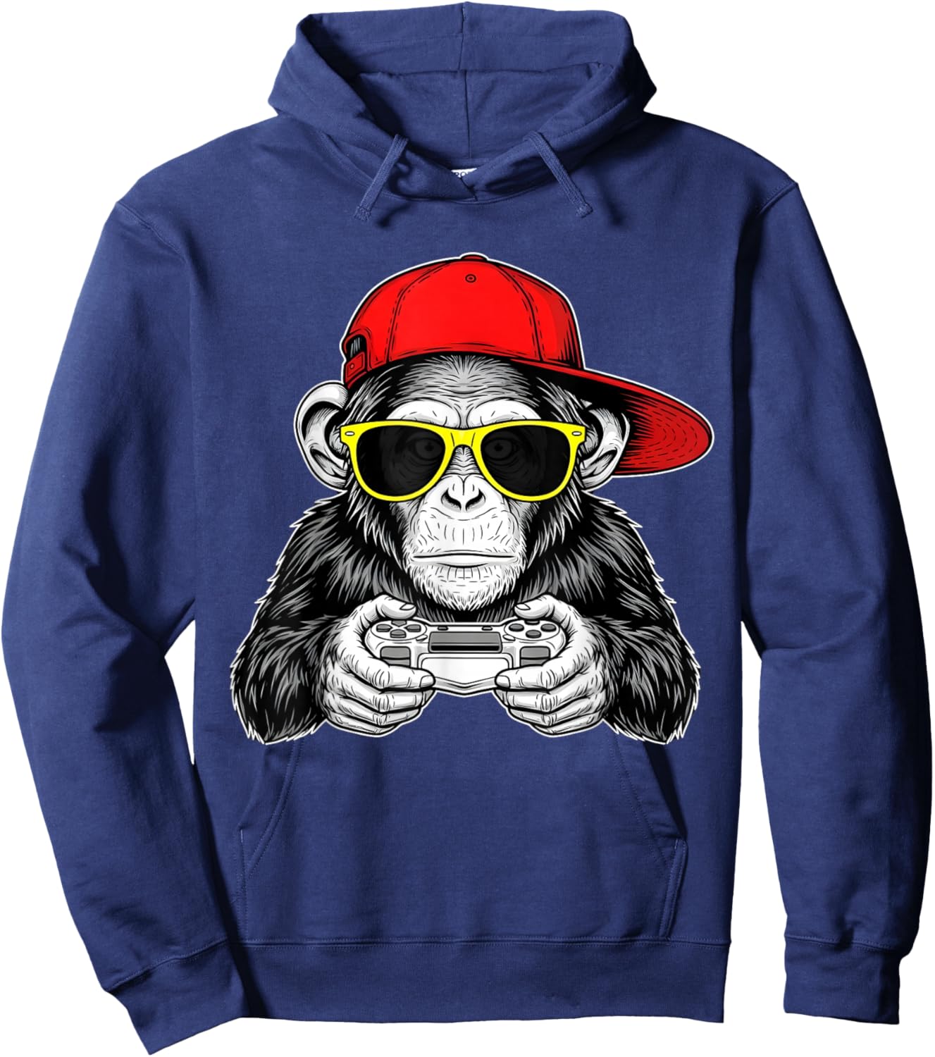 Video Game Funny Cool Gamer Monkey with Controller Hoodie - Hoodie | Navy
