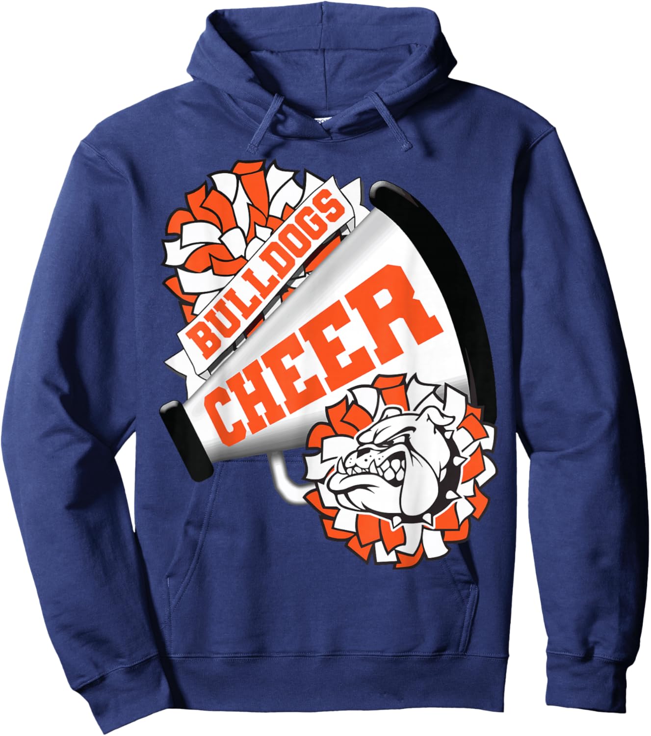Bulldogs Cheerleading Back To School Cheer Team Orange Hoodie - Hoodie | Navy