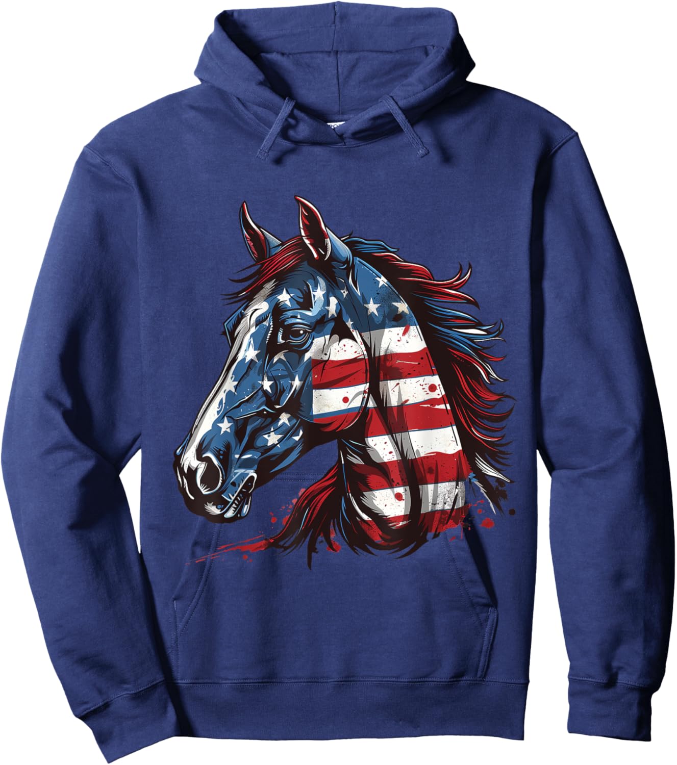 Patriotic Horse USA Flag Vintage Horse 4th Of July Hoodie - Hoodie | Navy