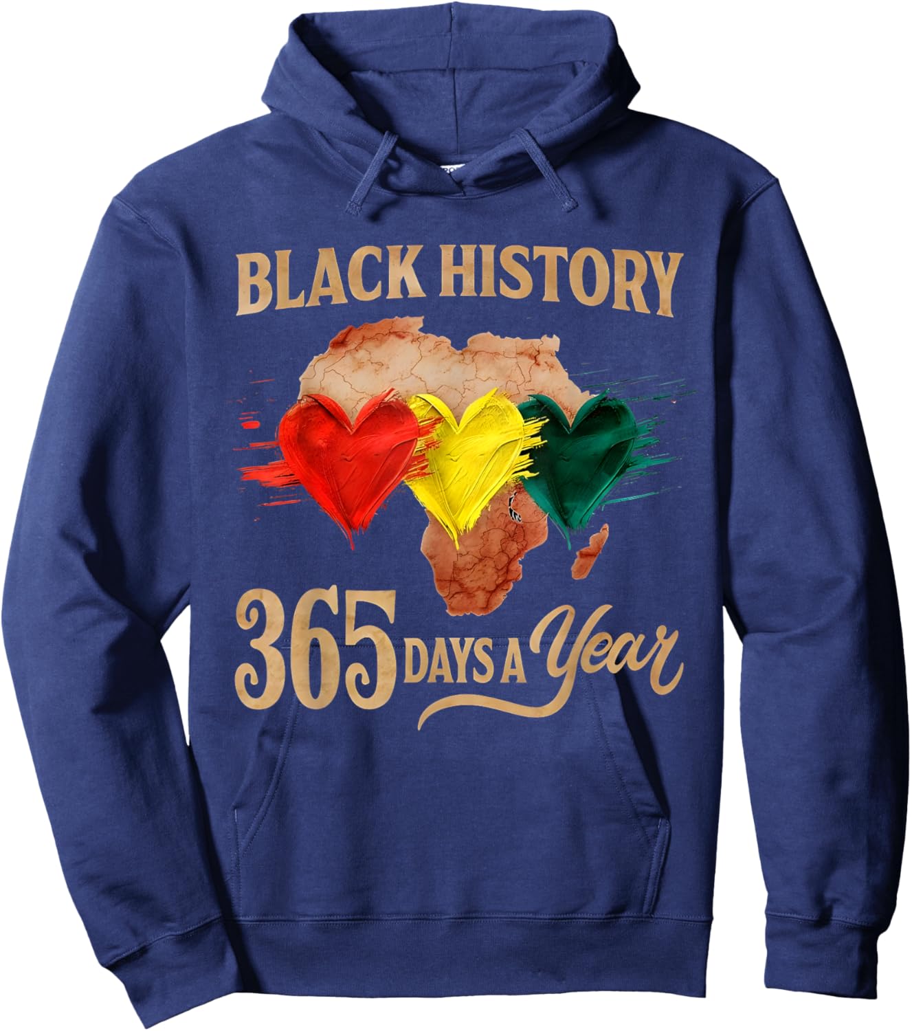 Black History Month 365 Days Map Afro African American Pride Hoodie - Hoodie | Navy