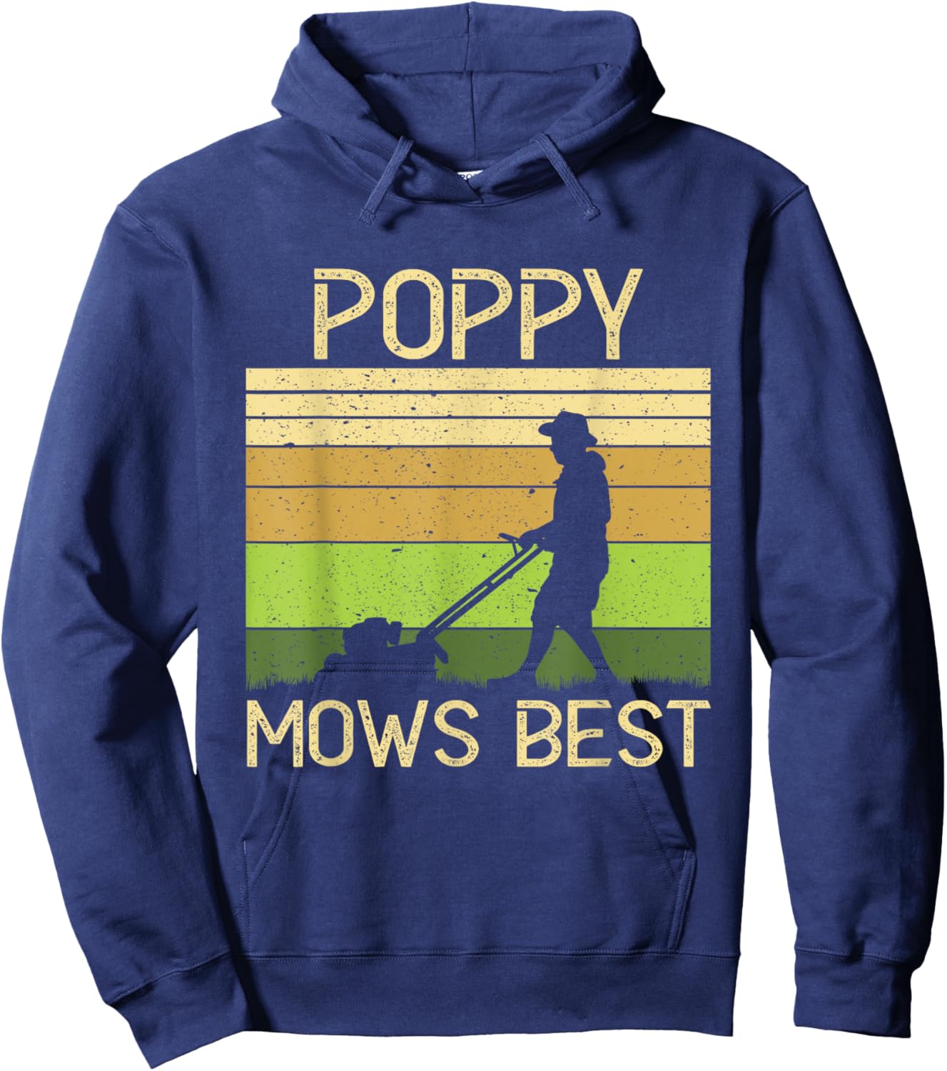 Poppy Mows Best Funny Lawn Mowing Grandpa Gardening Hoodie - Hoodie | Navy