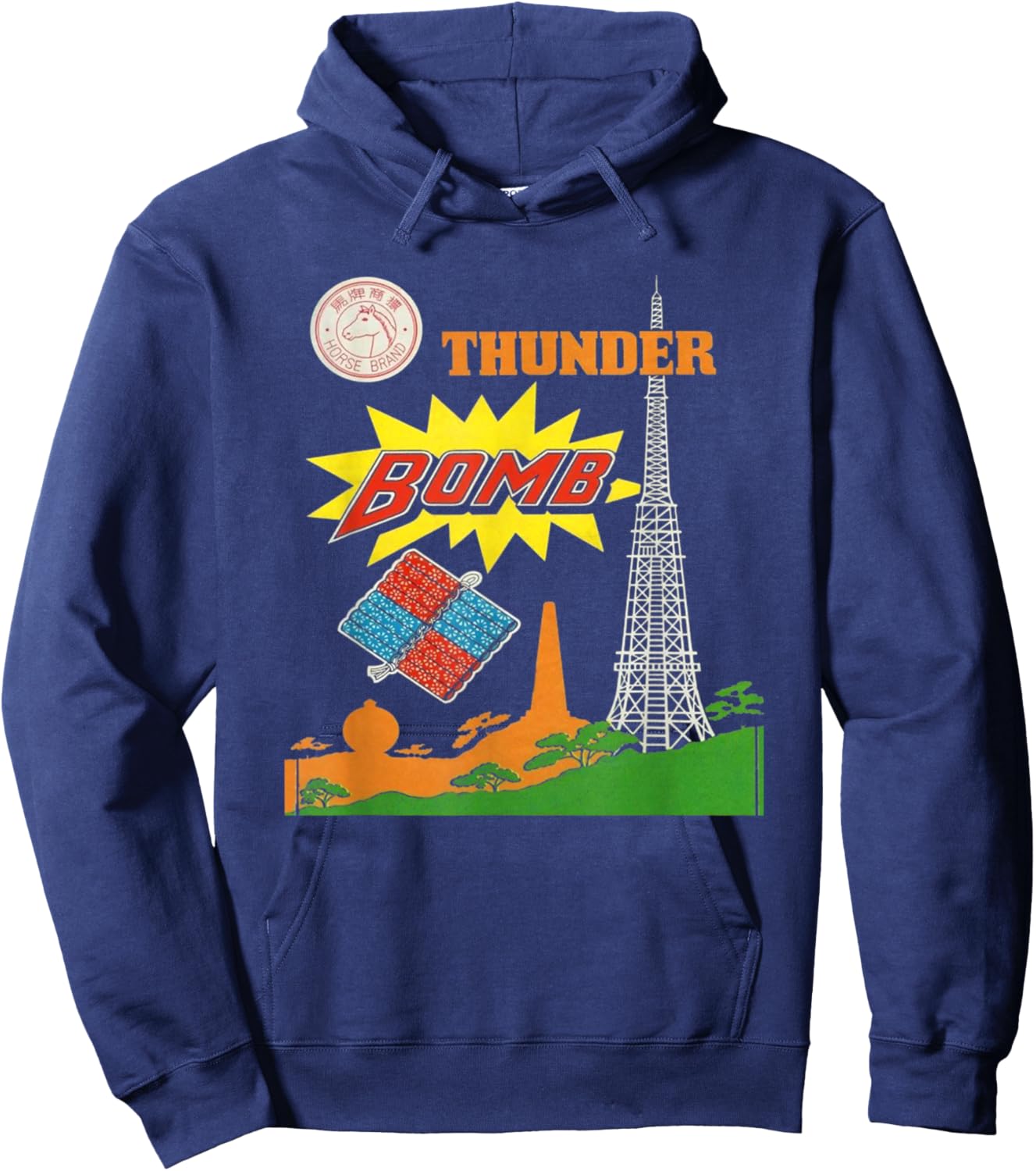 Fun Retro Style Vintage Firework Hoodie - Hoodie | Navy