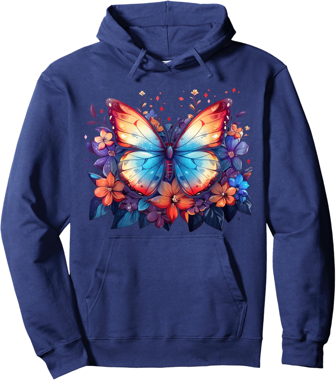 Butterfly Flowers Hoodie - Hoodie | Navy