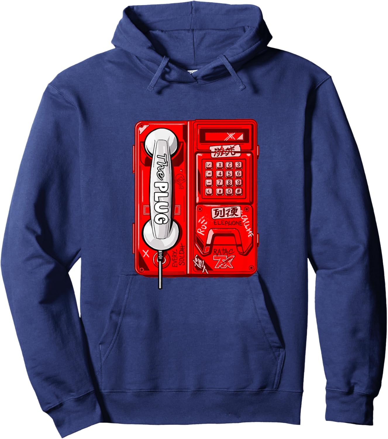 Red Color Plugged Red Graphic Hoodie - Hoodie | Navy