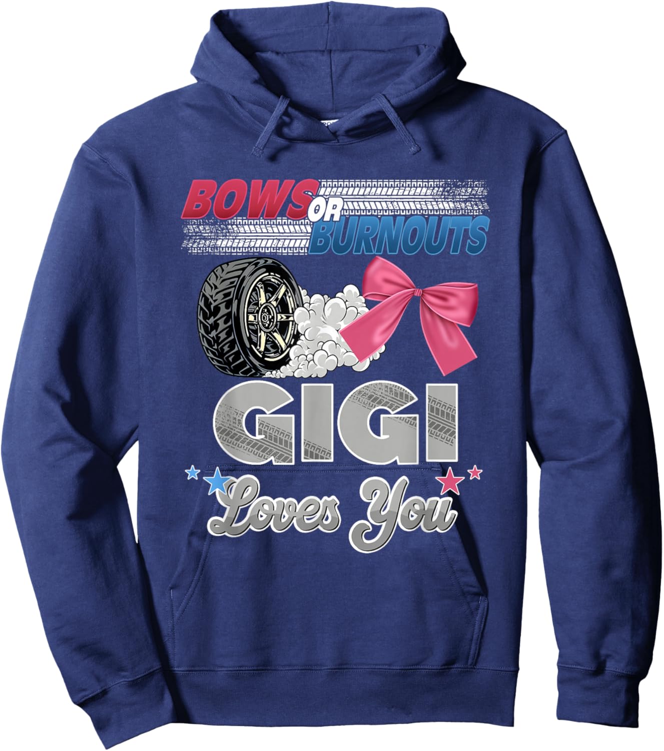 Burnouts or Bows Gigi Loves You Gender Reveal Party Hoodie - Hoodie | Navy