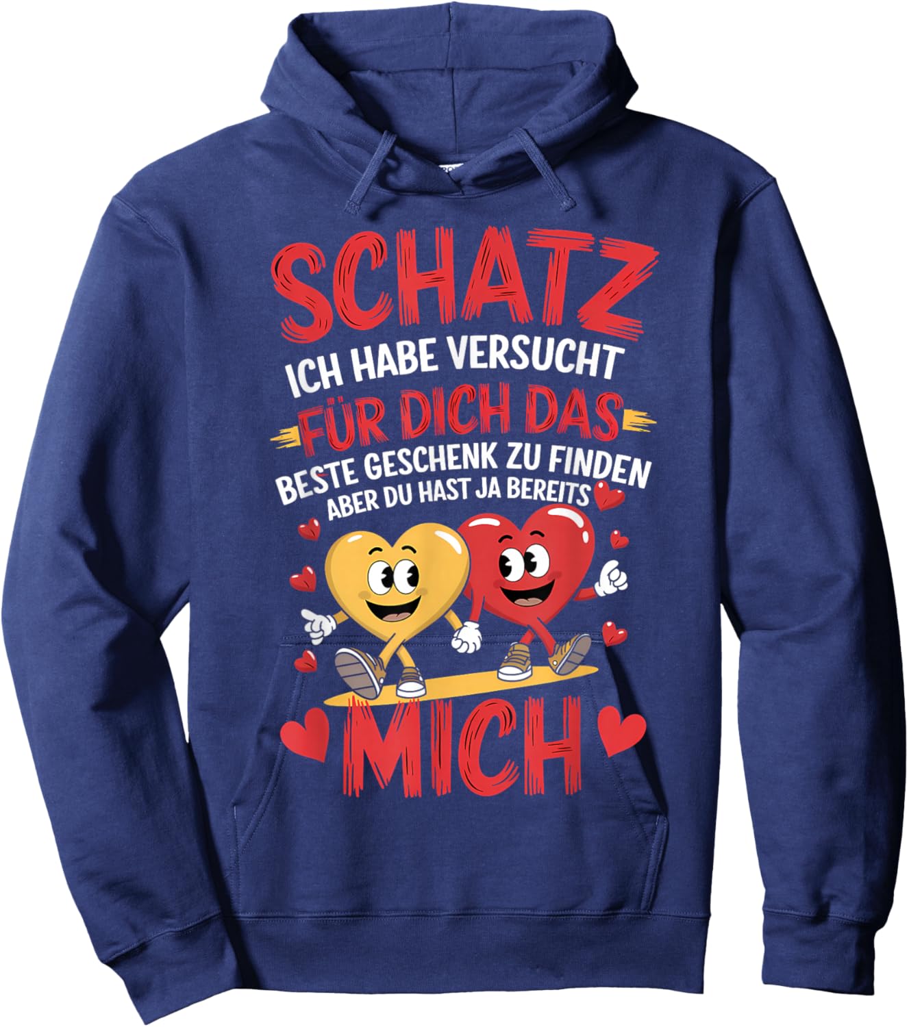 with German Text "Schatz ich habe versucht I Wife Husband Partner", black, S Hoodie - Hoodie | Navy