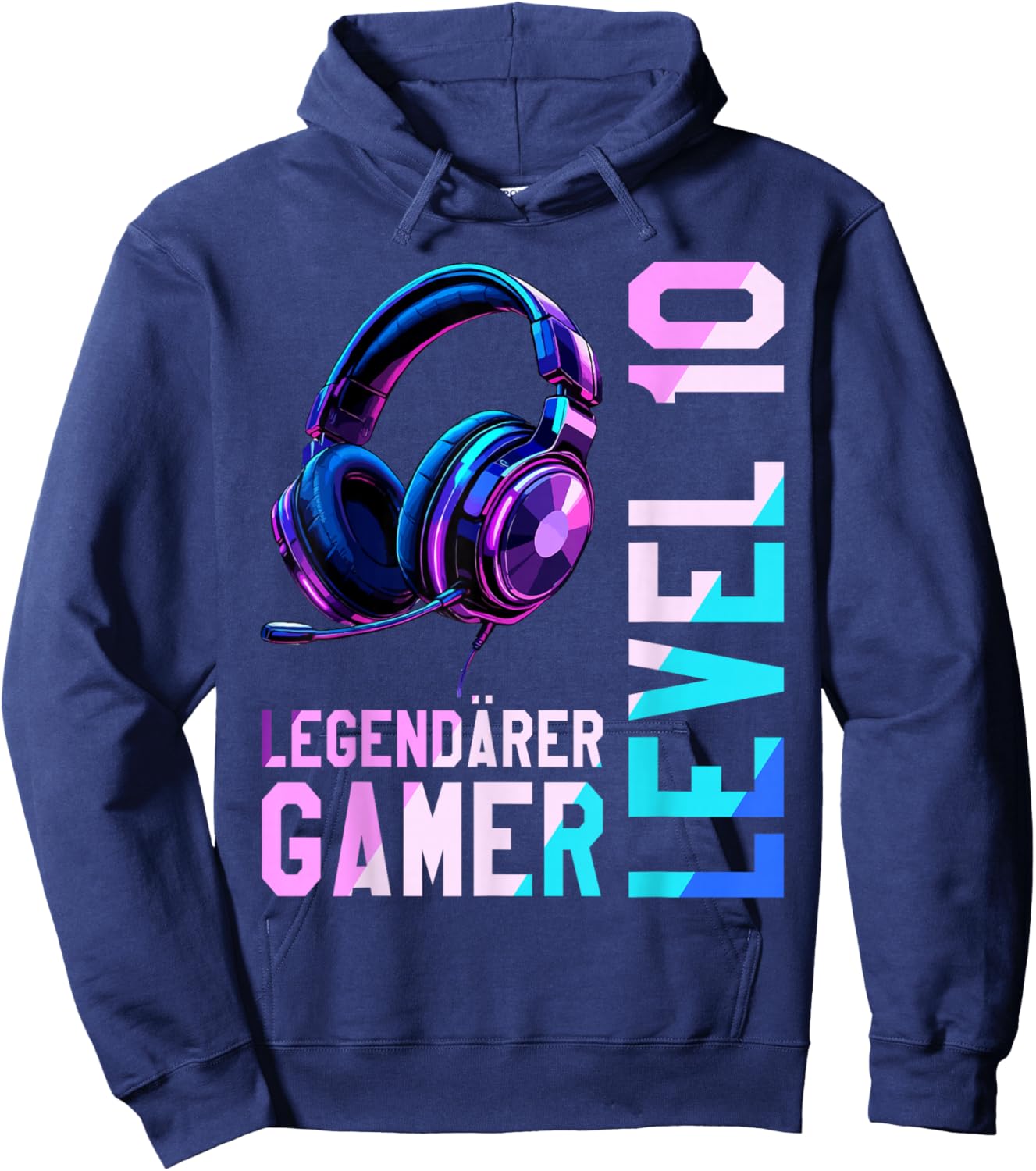 10th Birthday Boy Girl Teenager Level 10 Years Gamer Hoodie - Hoodie | Navy