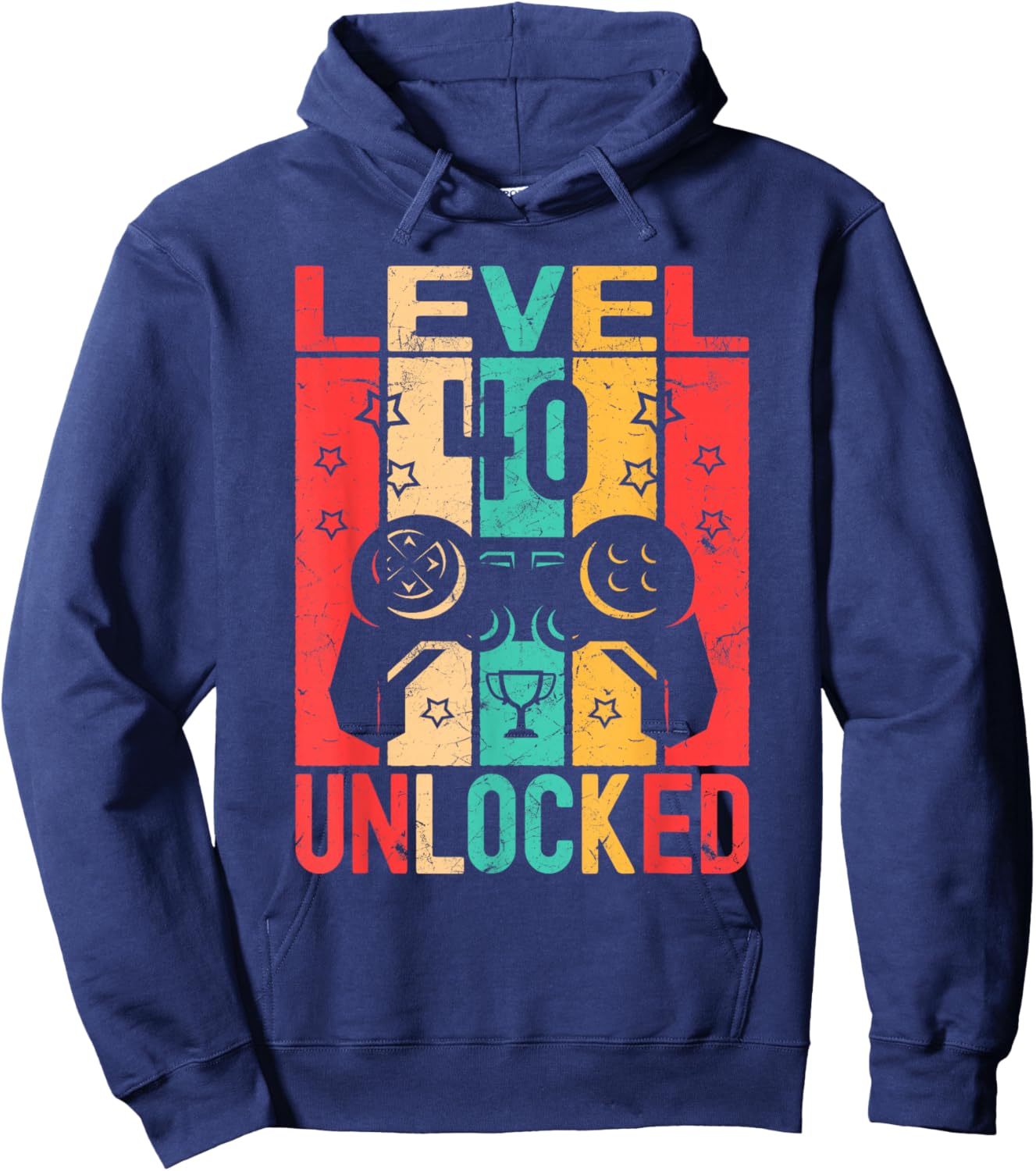 40th Birthday Level 40 Unlocked Gamer Gifts Funny Birthday Hoodie - Hoodie | Navy
