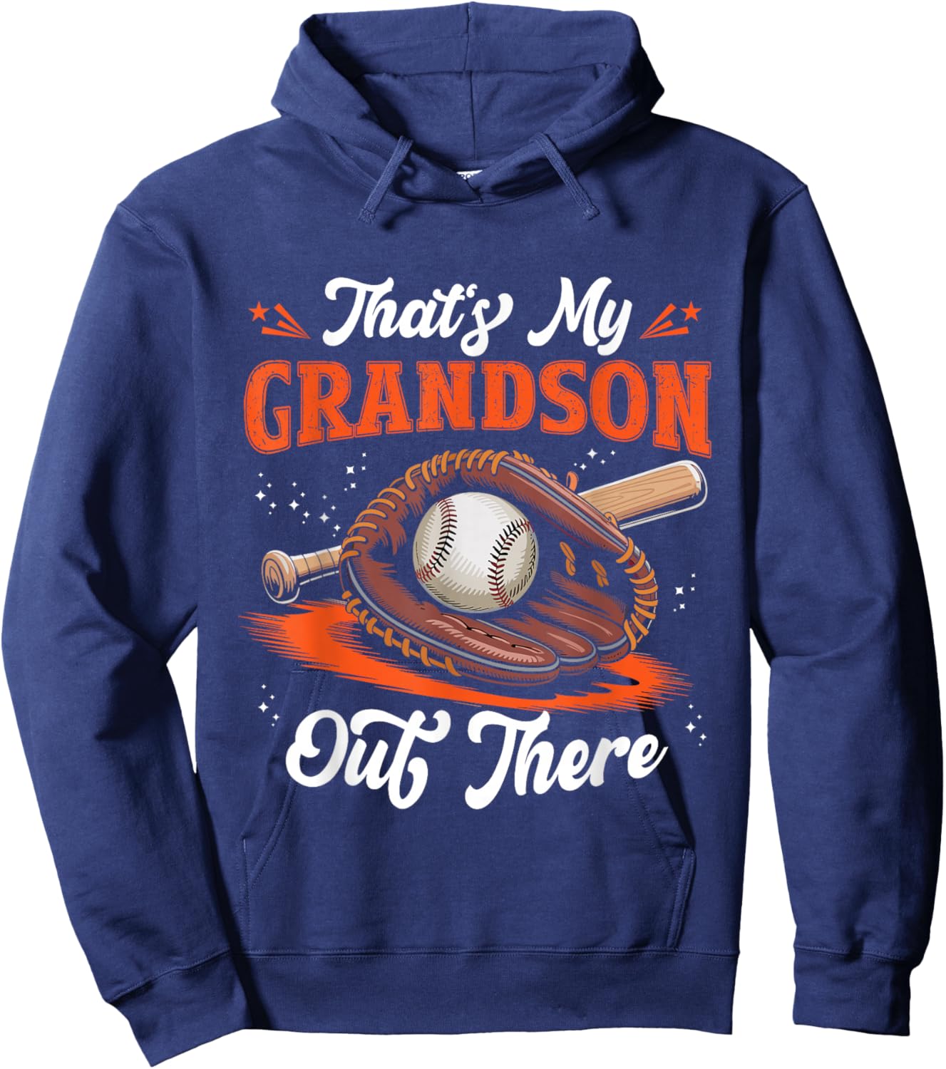 That's My Grandson Out There Baseball Grandma Grandpa Funny Hoodie - Hoodie | Navy