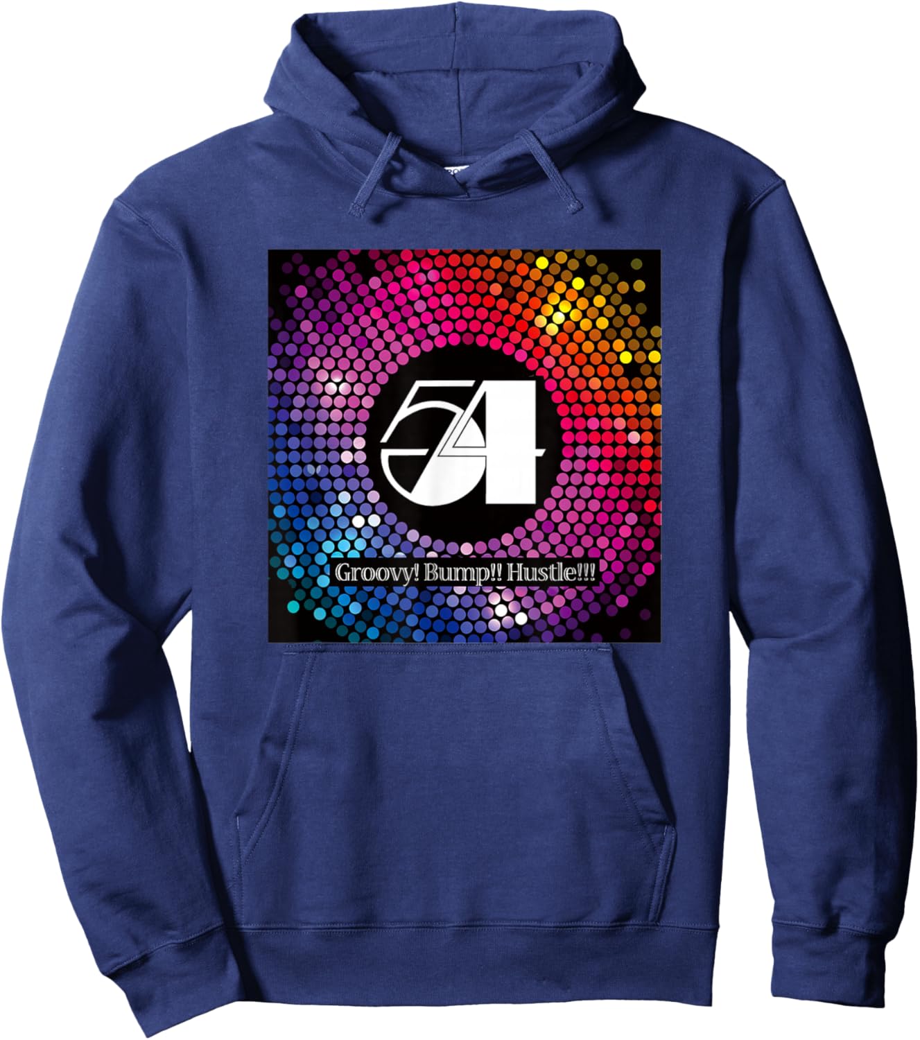 Disco Freaks Store Men's Studio 54 Retro Disco Black Graphic , Small, Short Sleeve, , Classic Fit, Lightweight Hoodie - Hoodie | Navy