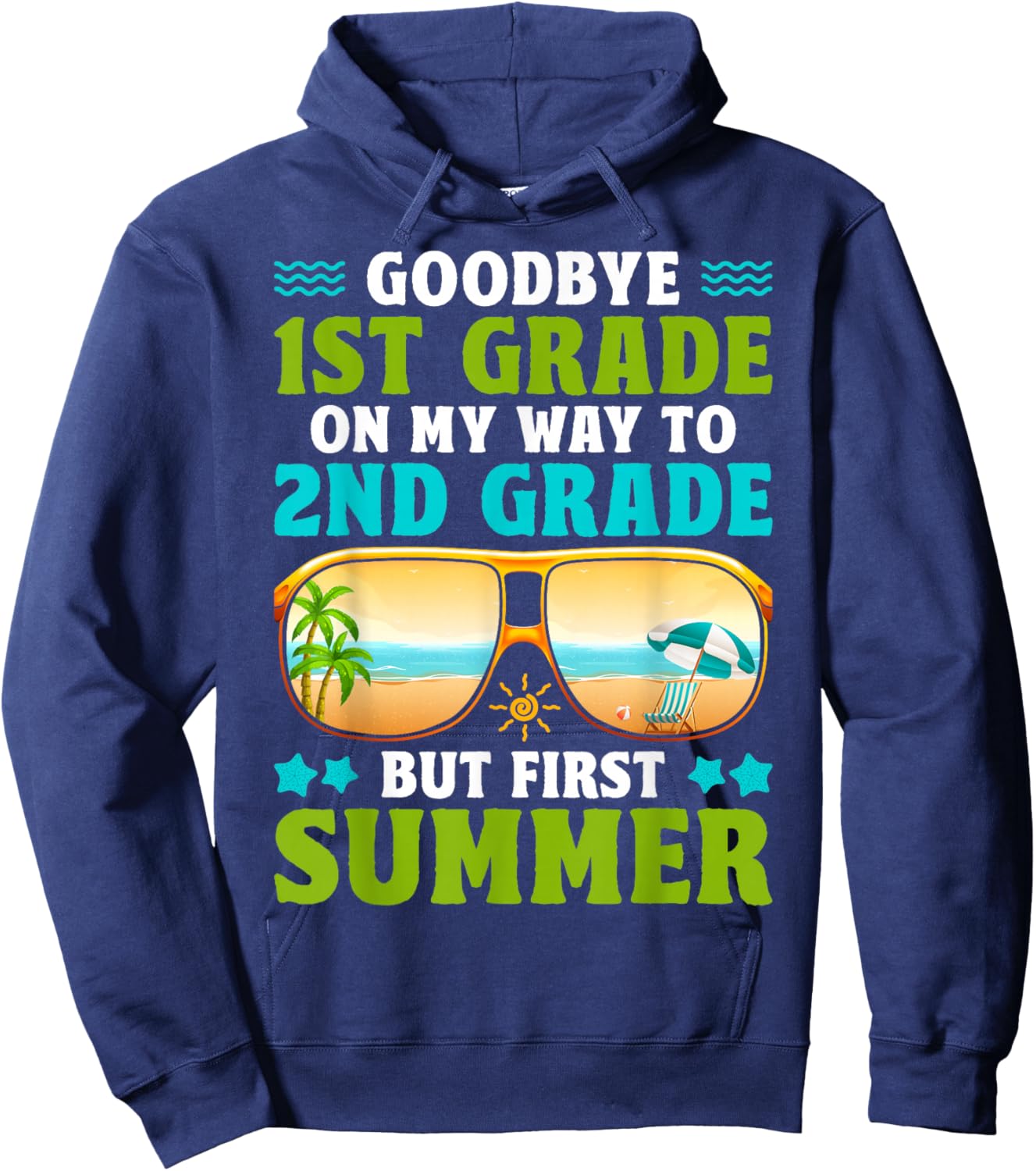 Goodbye 1st Grade Graduation to 2nd Grade Hello Summer Boys Hoodie - Hoodie | Navy