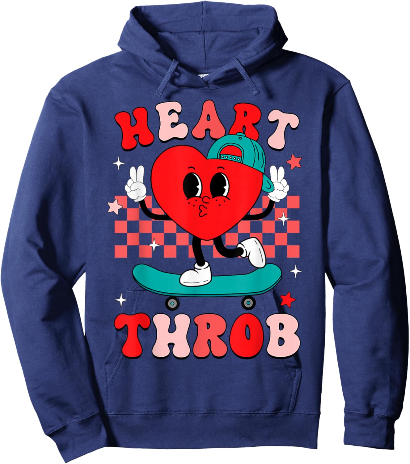 Heart Throb Groovy Valentine Skateboard Toddler Boy Kid Hoodie - Hoodie | Navy