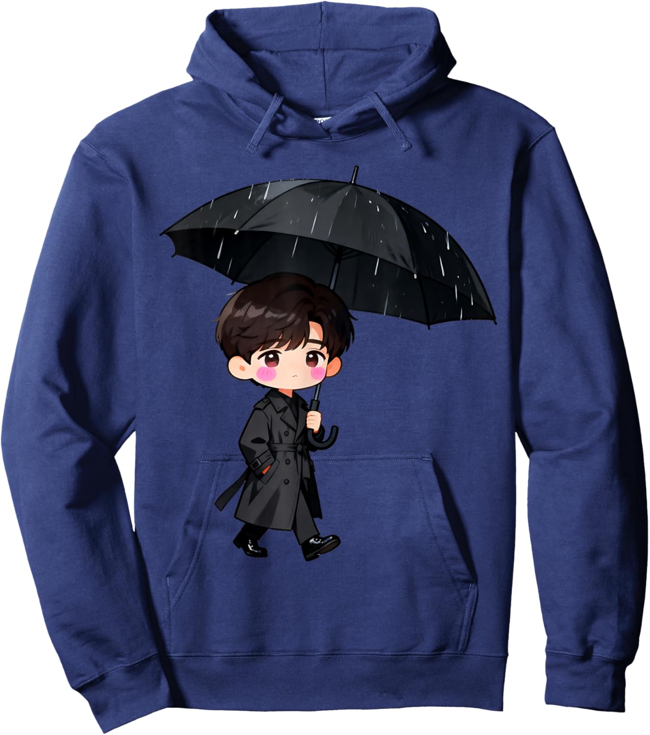 Cute Korean Drama Character Umbrella Scene Kdrama Fans Hoodie - Hoodie | Navy
