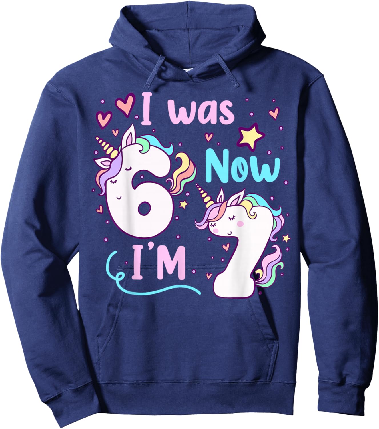 I was Six Now I'm Seven Dabbing Unicorn 67 Meme 7th Birthday Hoodie - Hoodie | Navy