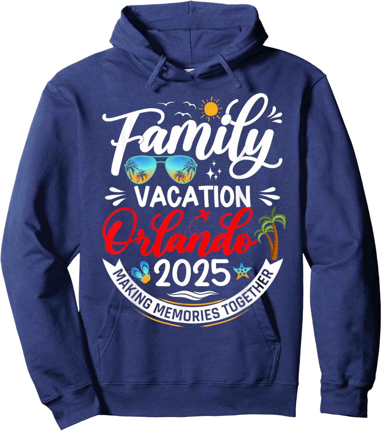 Family Vacation Orlando 2025 Beach Summer Vacation 2025 Hoodie - Hoodie | Navy