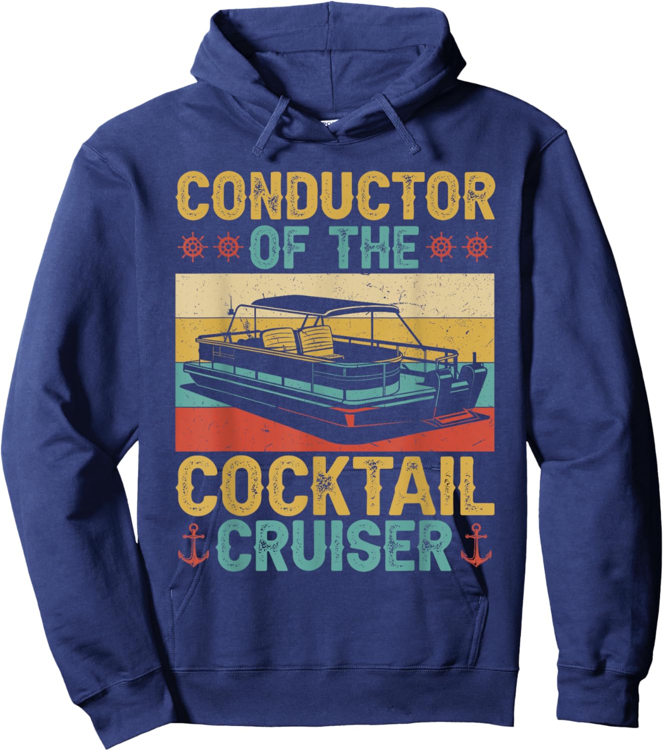 Conductor Cocktail Cruiser Boating Captain Pontoon Boat Hoodie - Hoodie | Navy