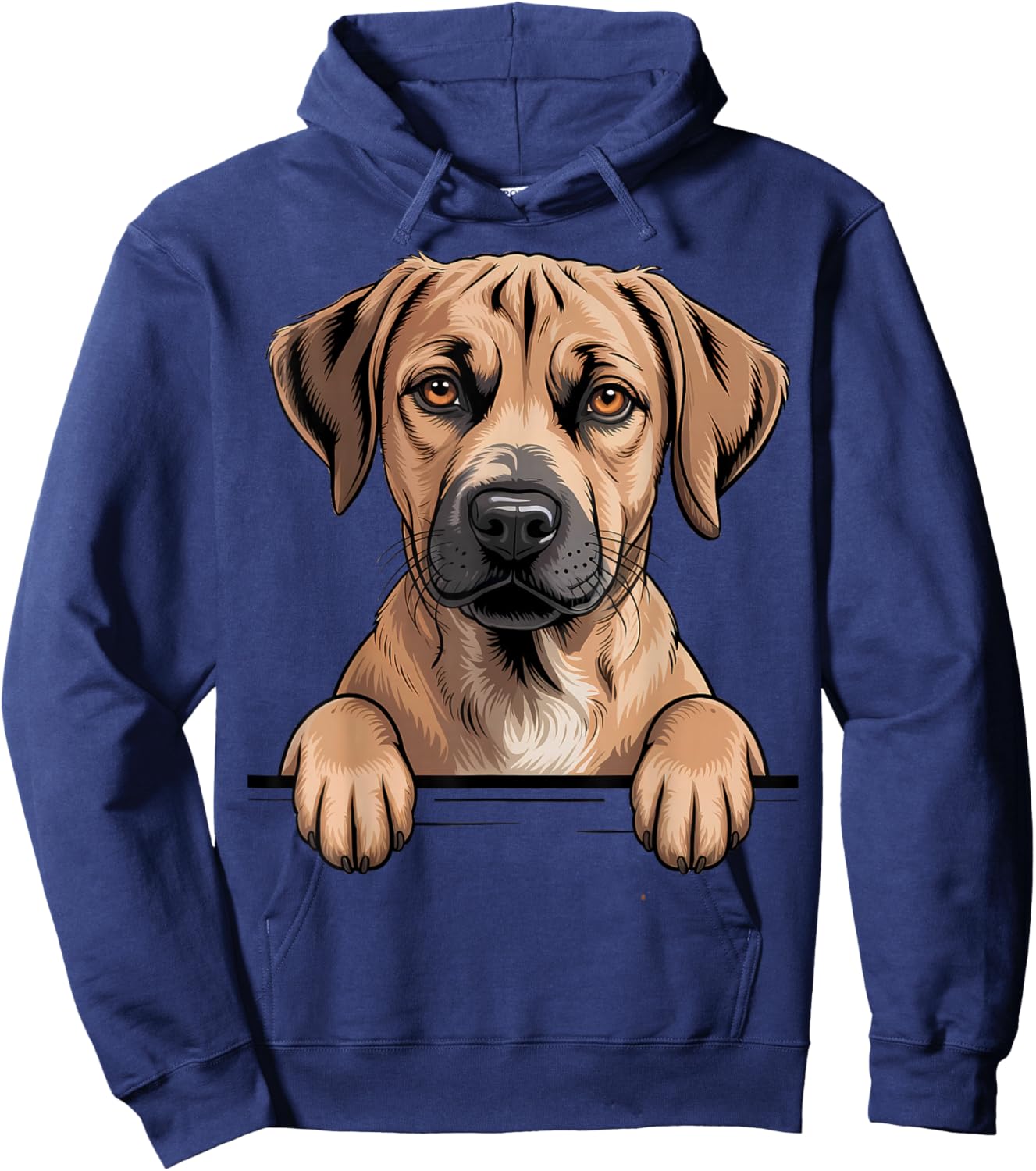 Black Mouth Cur Funny Peeking Pocket Puppy Dog Lover Hoodie - Hoodie | Navy