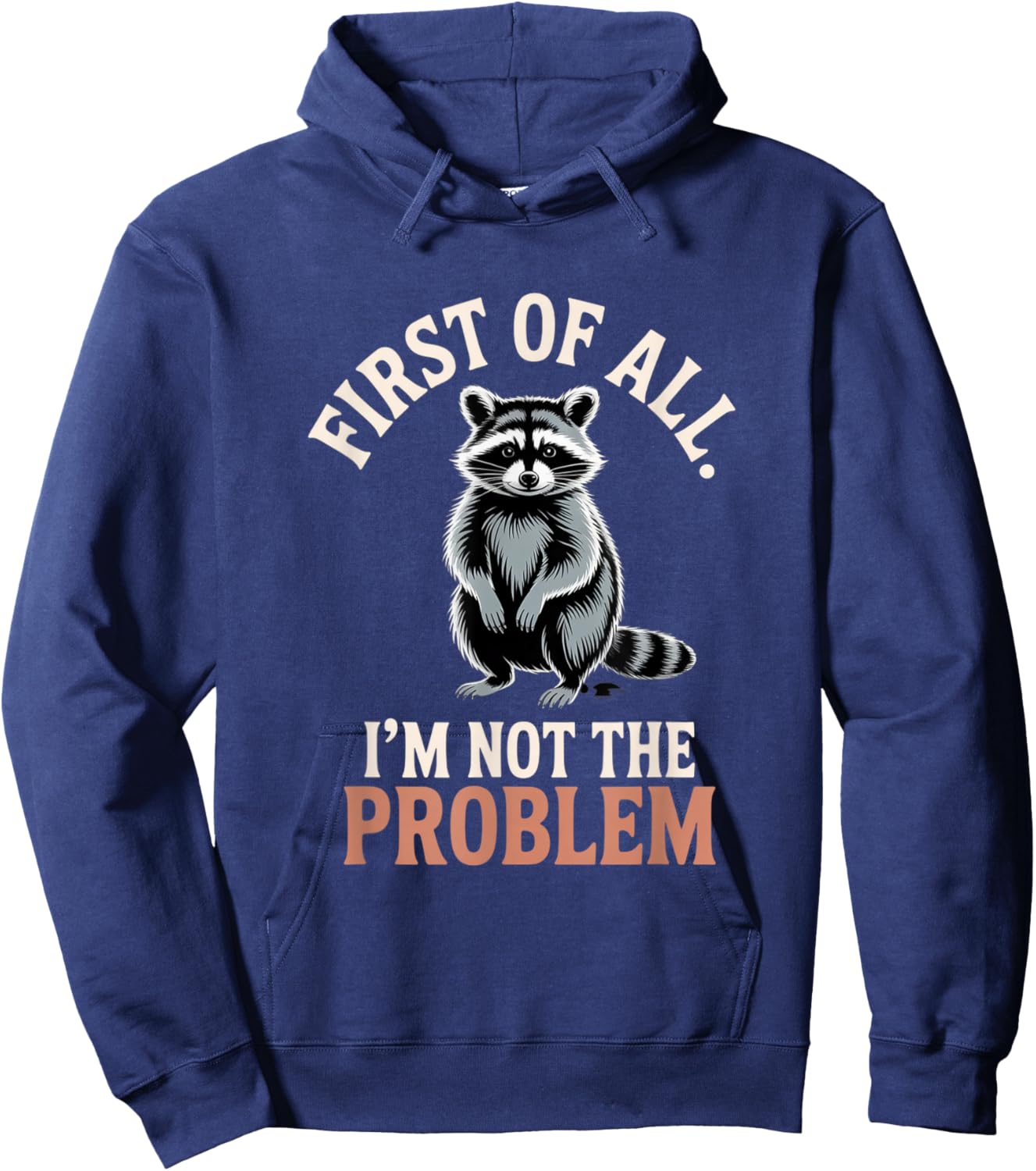First of All I'm Not The Problem Raccoon Funny Hoodie - Hoodie | Navy