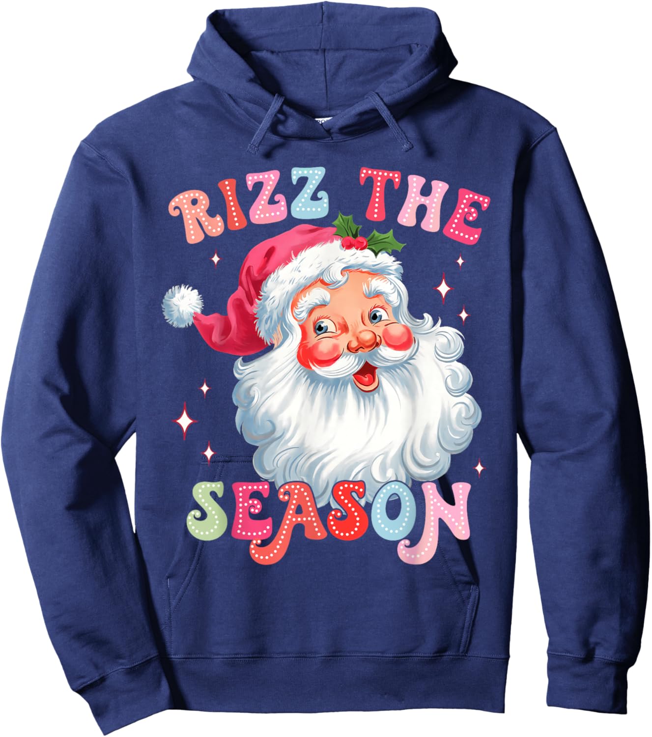 Rizz the Season Funny Christmas Rizzmas Santa Claus Rizzler Hoodie - Hoodie | Navy