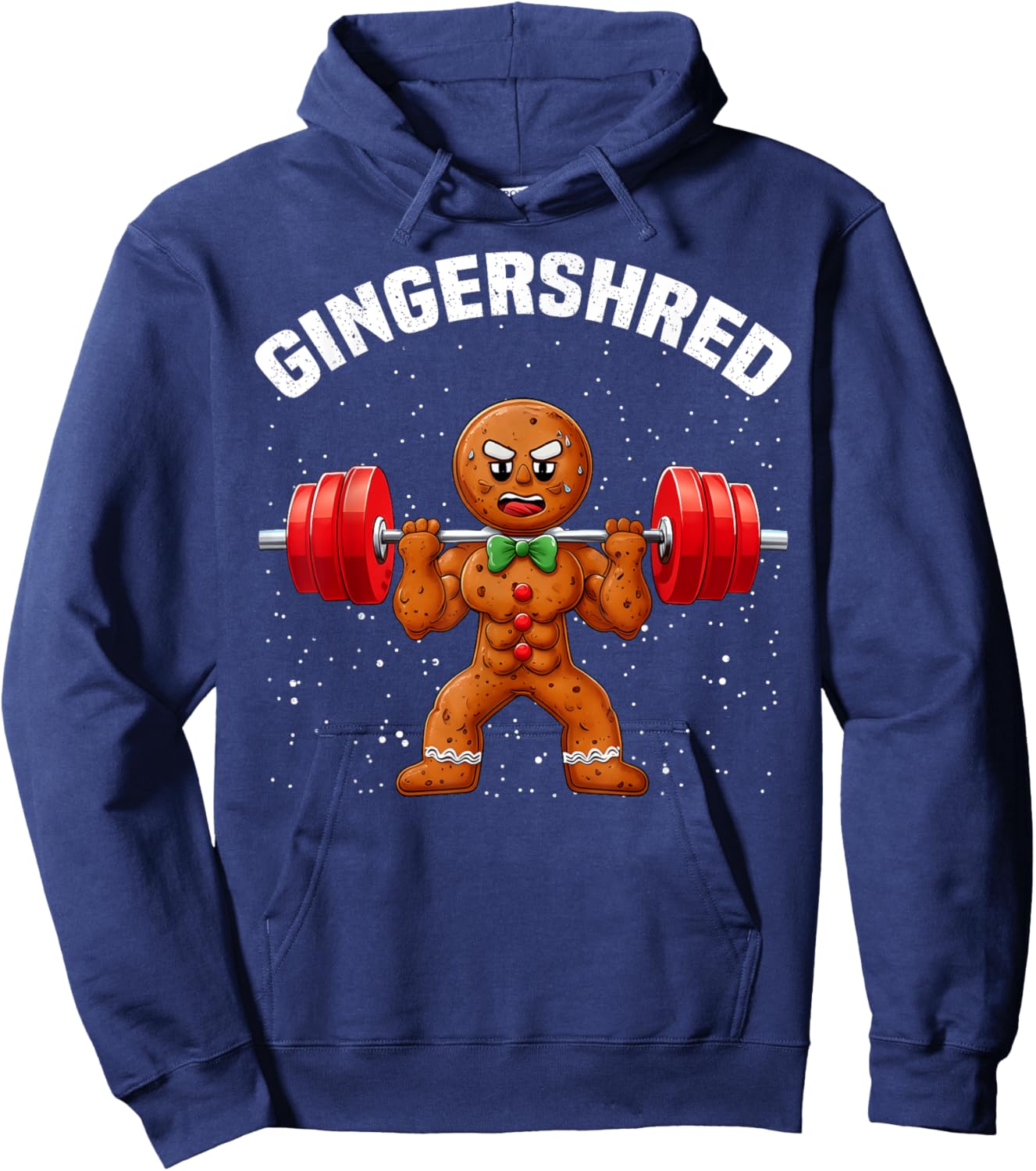 Gingershred Funny Gingerbread Man Gym Bodybuilding Christmas Hoodie - Hoodie | Navy