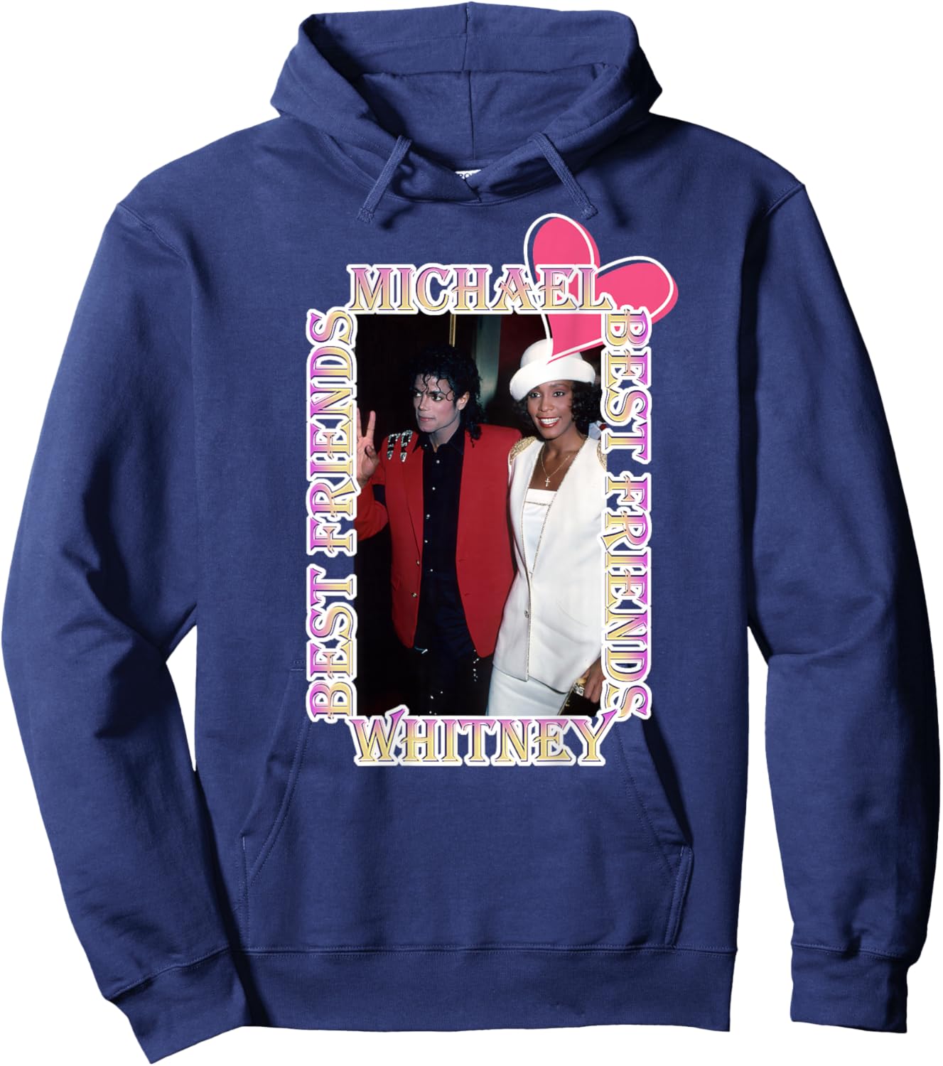 Michael Jackson_Whitney Houston_Back Printed Hoodie - Hoodie | Navy
